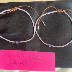 Tocara Elizabeth FB60003 Vitrum & Amethyst Macrame Bracelet - Set of 2 | New